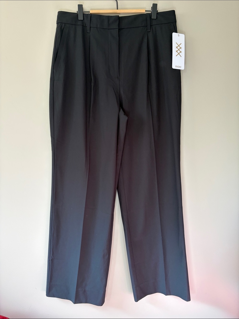 Rhone Commuter Pleated Trouser Black Size 14 Straight Leg Work Professional NWT